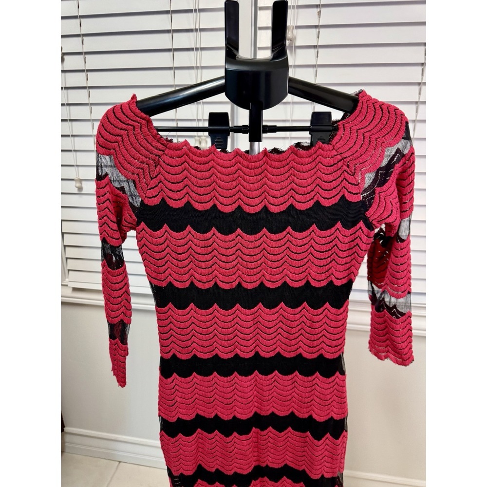 Women's Nora.z Paris Boutique Red & Black Maxi Dress Size Large Sheer Hem Prom - Picture 3 of 11